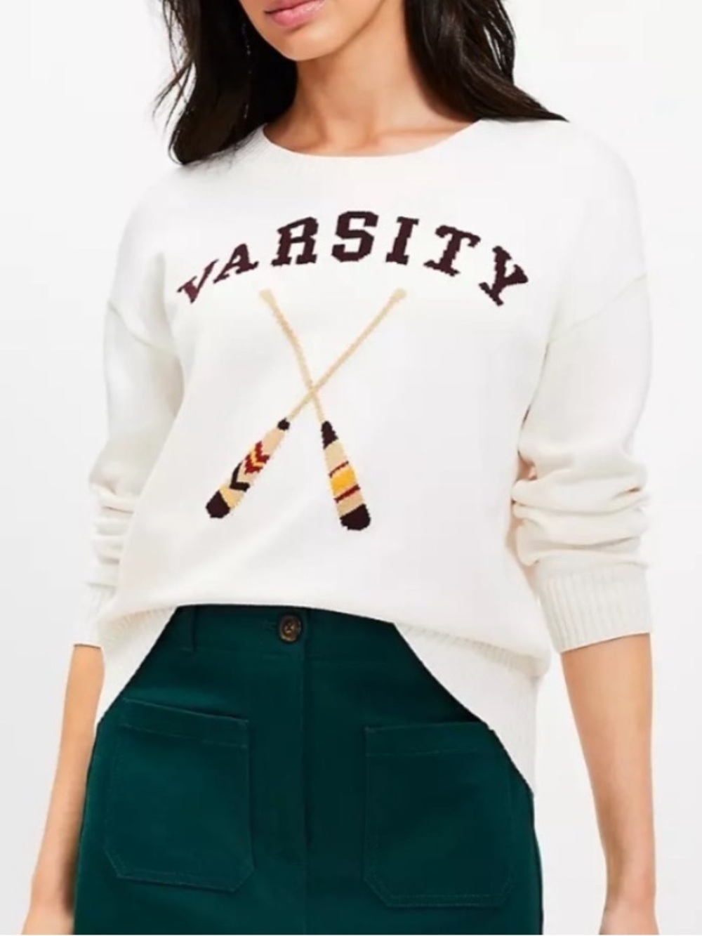 LOFT Varsity Rowing Crewneck Sweater 100% cotton size medium